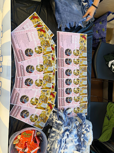 Informational brochures spread out on a table